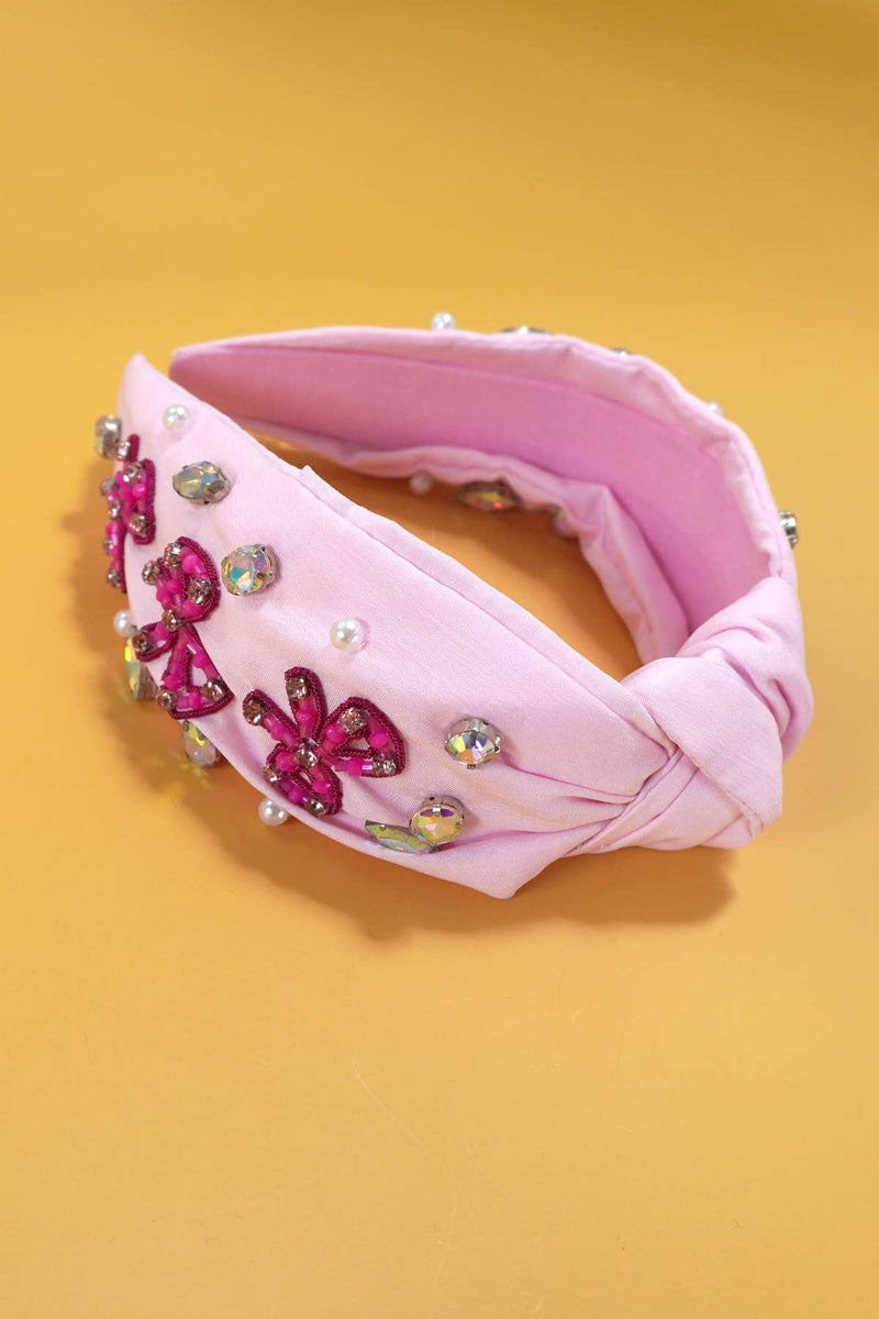 JOSSLYN by Wall to Wall - PINK BOW SEED BEAD HEADBAND