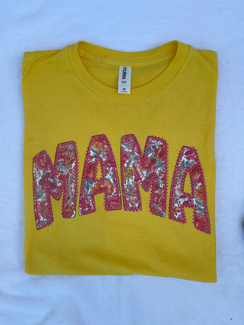 Yellow Floral Mama  Tee