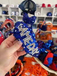 Royal Blue Game Day Knotted Beaded Headband