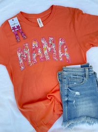 Coral Floral Mama Tee