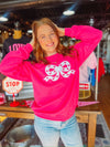 Glitter Heart Bow Applique Sweatshirt