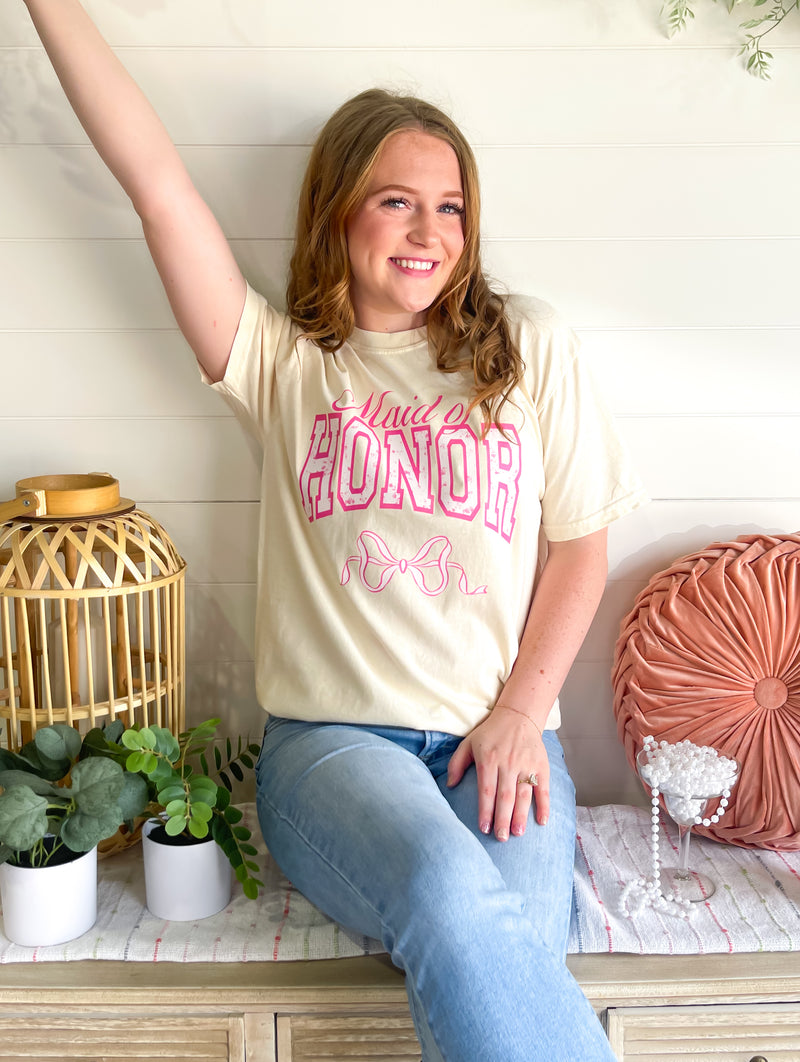 Floral Maid Of Honor Bow Tee