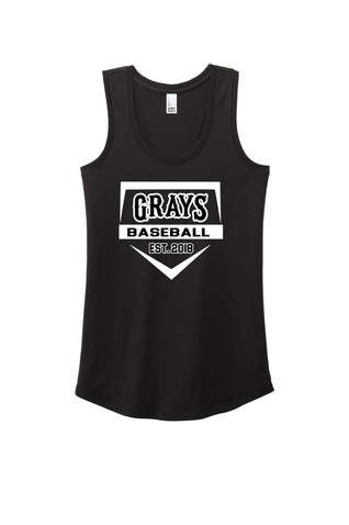 District Womens Perfect Tri Racerback Tank - Black Home Plate