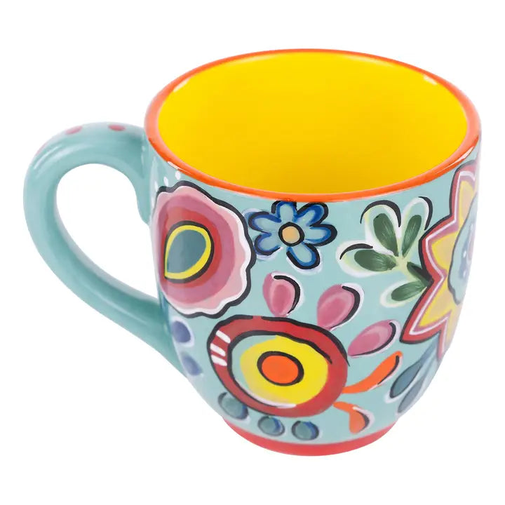 Bright Turquoise Flower Mug - Glory Haus