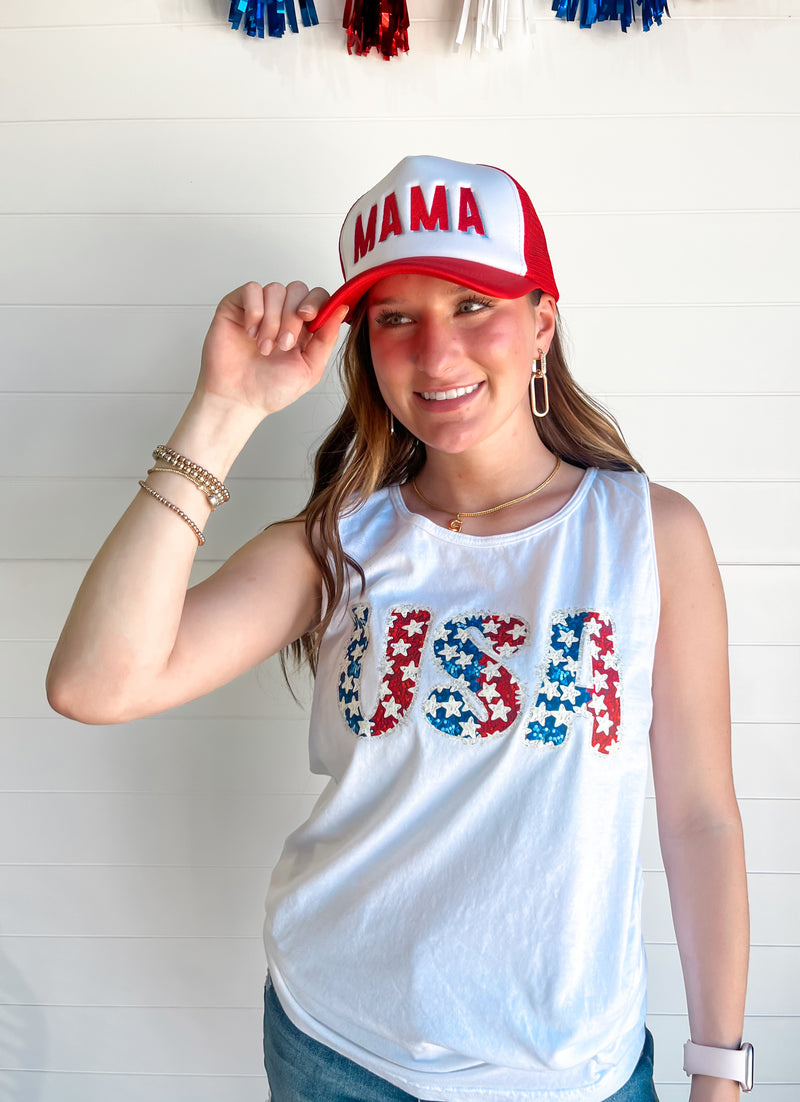 Faux Glitter USA Tank