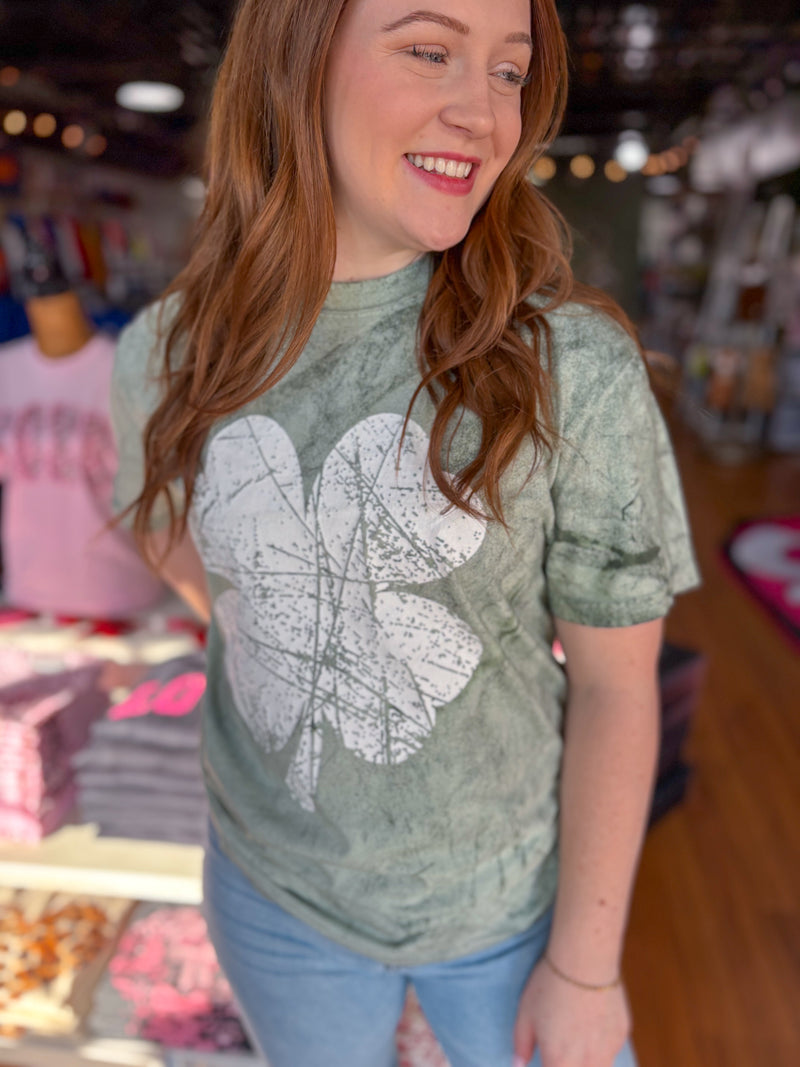 Distressed Shamrock Comfort Color Blast Graphic Tee