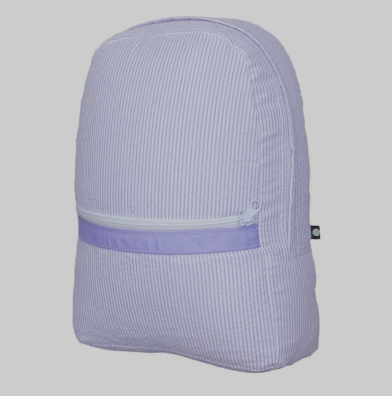 Oh Mint Medium Backpack with Pockets- Lilac Seersucker