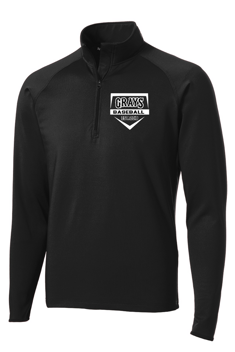 Sport-Tek Adult Sport-Wick Stretch 1/2-Zip Pullover - Black Home Plate