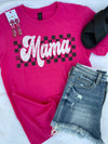 Pink Retro Checkered Mama Tee