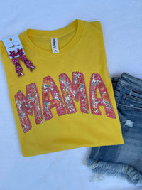 Yellow Floral Mama  Tee