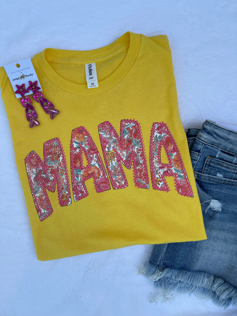 Yellow Floral Mama  Tee