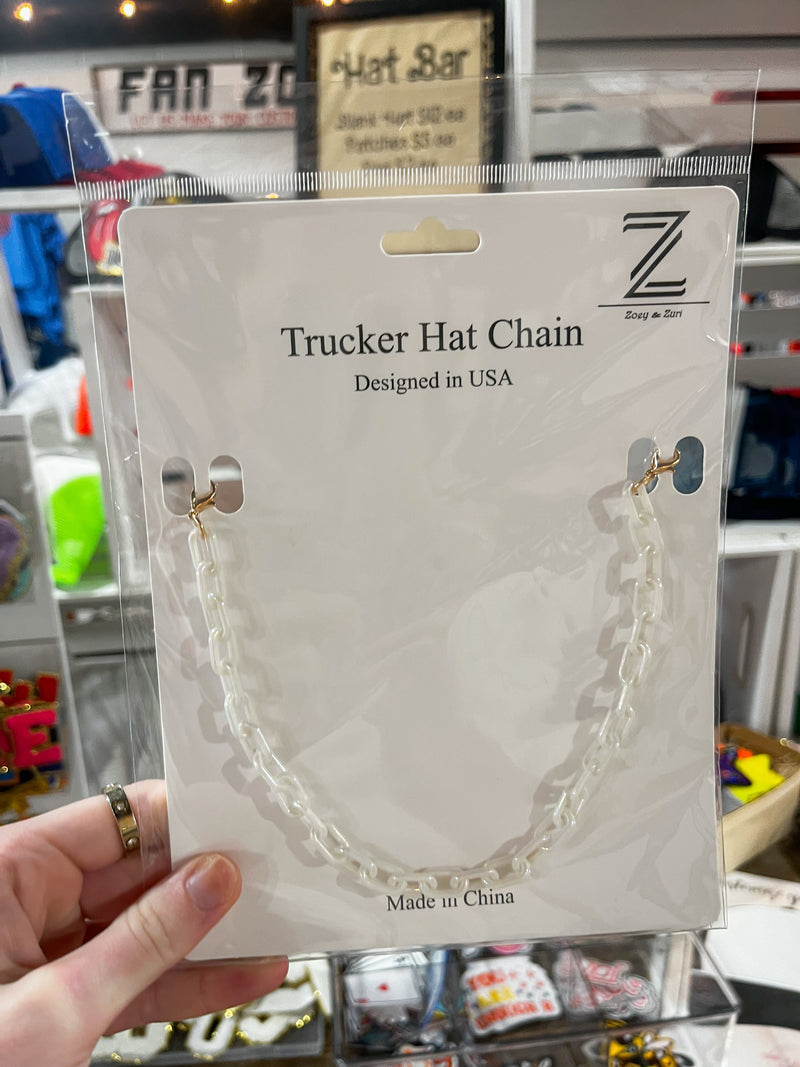 Hat Chain- White Pearl Iridescent Link