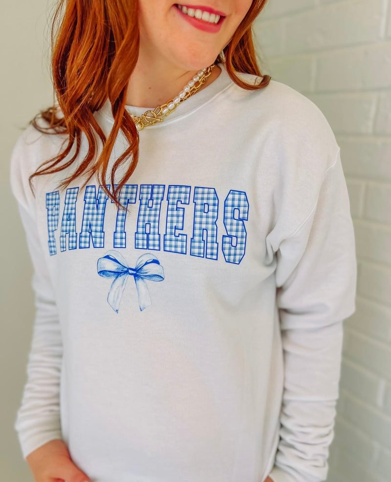 Gingham Panthers Bow Sweatshirt