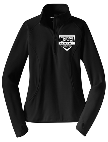 Sport-Tek Ladies Sport-Wick Stretch 1/2-Zip Pullover - Black Home Plate