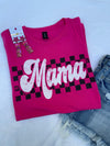 Pink Retro Checkered Mama Tee