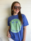 Palm Tree Smiley Face Flo Blue Tee