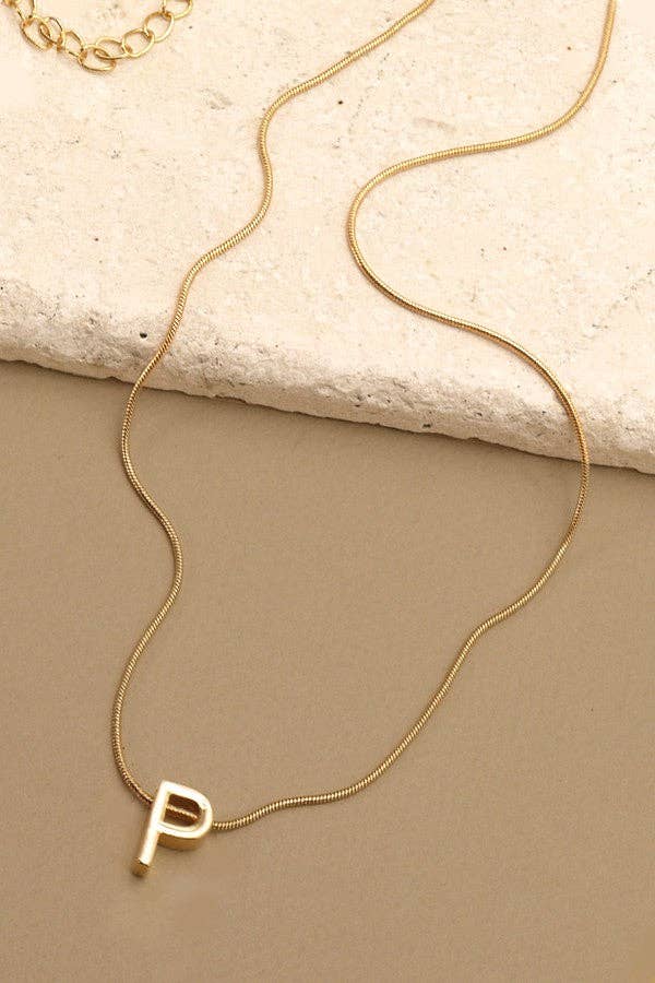 JOSSLYN by Wall to Wall - DELICATE SNAKE CHAIN INITIAL PENDANT NECKLACE