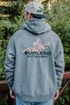 BURLEBO - Fleece Hoodie - Pintail Diving Duck - Dark Heather Grey