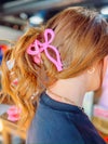 Spring Pink Matte Bow Claw Clip