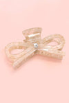 BOW RIBBON RHINESTONE HAIR CLAW CLIPS