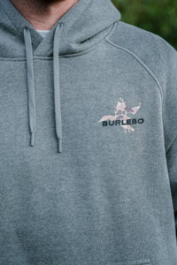 BURLEBO - Fleece Hoodie - Pintail Diving Duck - Dark Heather Grey