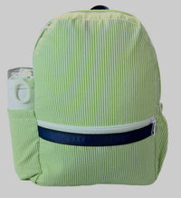 Oh Mint Medium Backpack with Pockets - Grasshopper Seersucker