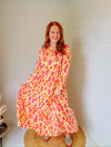 Orange Western Abstract Geometric Maxi Dress