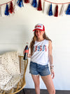 Faux Glitter USA Tank