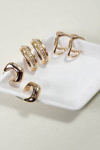 JOSSLYN by Wall to Wall - TRIO RHINESTONE HUGGIE HOOP EARRINGS SET OF 3