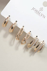 JOSSLYN by Wall to Wall - TRIO RHINESTONE HUGGIE HOOP EARRINGS SET OF 3