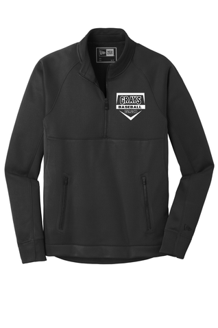 New Era Adult Venue Fleece 1/4-Zip Pullover - Black Home Plate