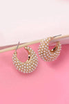 JOSSLYN by Wall to Wall - PEARL PAVE GOLD HALF MOON HUGGIE HOOP EARRINGS