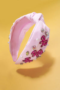 JOSSLYN by Wall to Wall - PINK BOW SEED BEAD HEADBAND