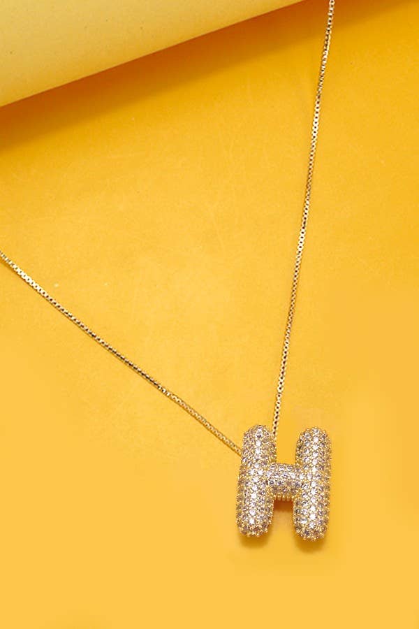 JOSSLYN by Wall to Wall - INITIAL PAVE RHINESTONE BUBBLE BALLOON NECKLACE