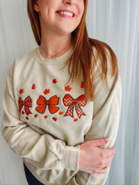 Fall Bow Embroidered Sweatshirt