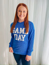 Bluing Corded Game Day Graphic Long Sleeve Crewneck Top