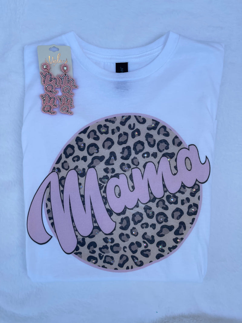 Leopard Mama Rhinestone Tee