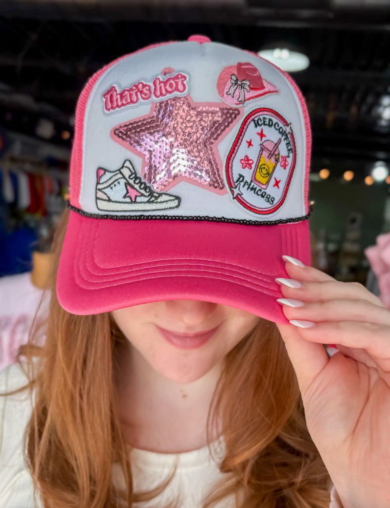 Preppy Pink Patch Trucker Hat