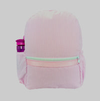 Oh Mint Medium Backpack with Pockets - Pink Seersucker