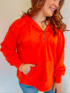 Orange Quater Zip Kangaroo Pocket Hoodie