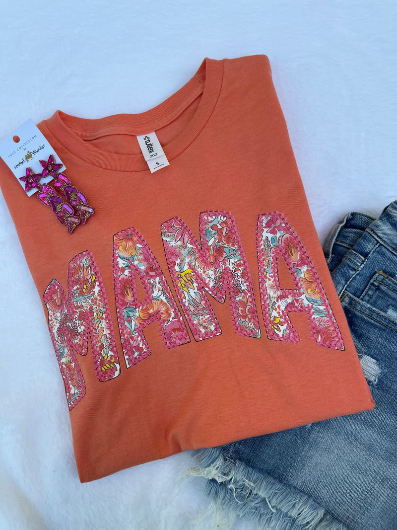 Coral Floral Mama Tee