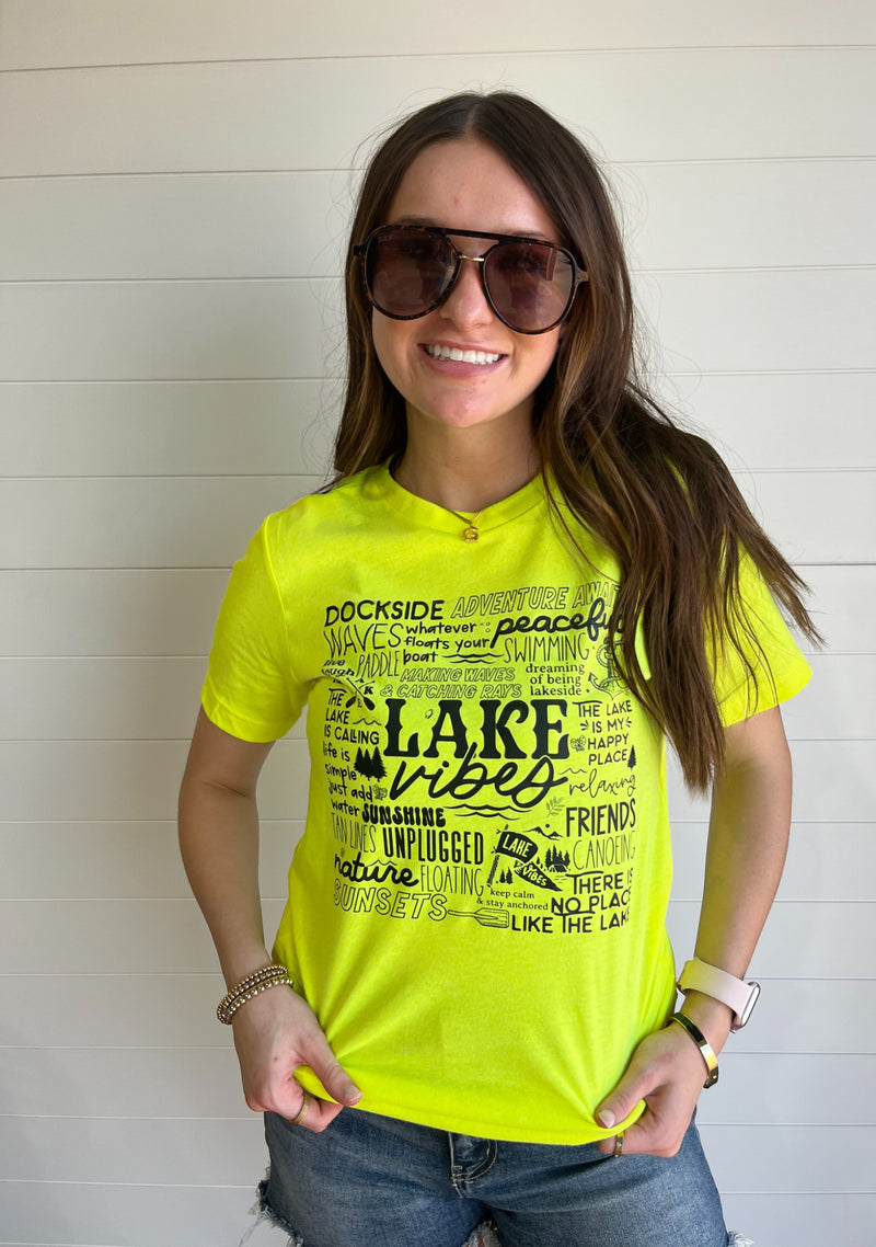 Lake Vibes Neon Yellow Tee