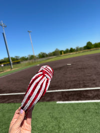 Red and White Sequined Striped Headband