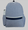 Oh Mint Medium Backpack with Pockets- Navy Seersucker