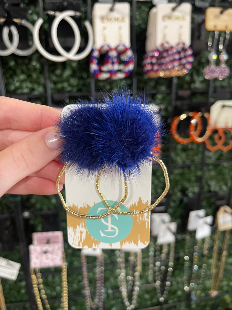 Taylor Shaye Navy Pom Hoops