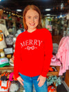 Merry Bow Red Embroidered Sweatshirt