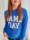 Bluing Corded Game Day Graphic Long Sleeve Crewneck Top