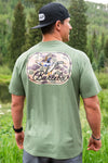 BURLEBO Ducks Flying In Tee - Heather Olive