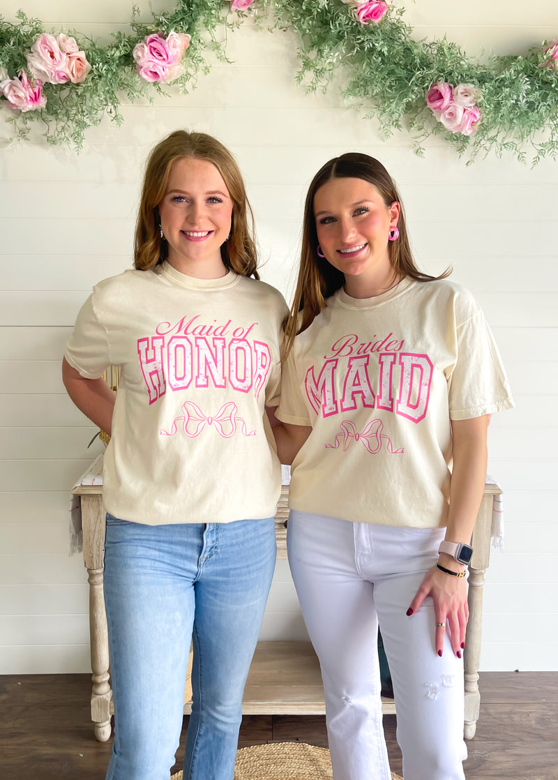 Floral Maid Of Honor Bow Tee