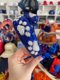 Blue and White Beaded Sequin Embellished Headband